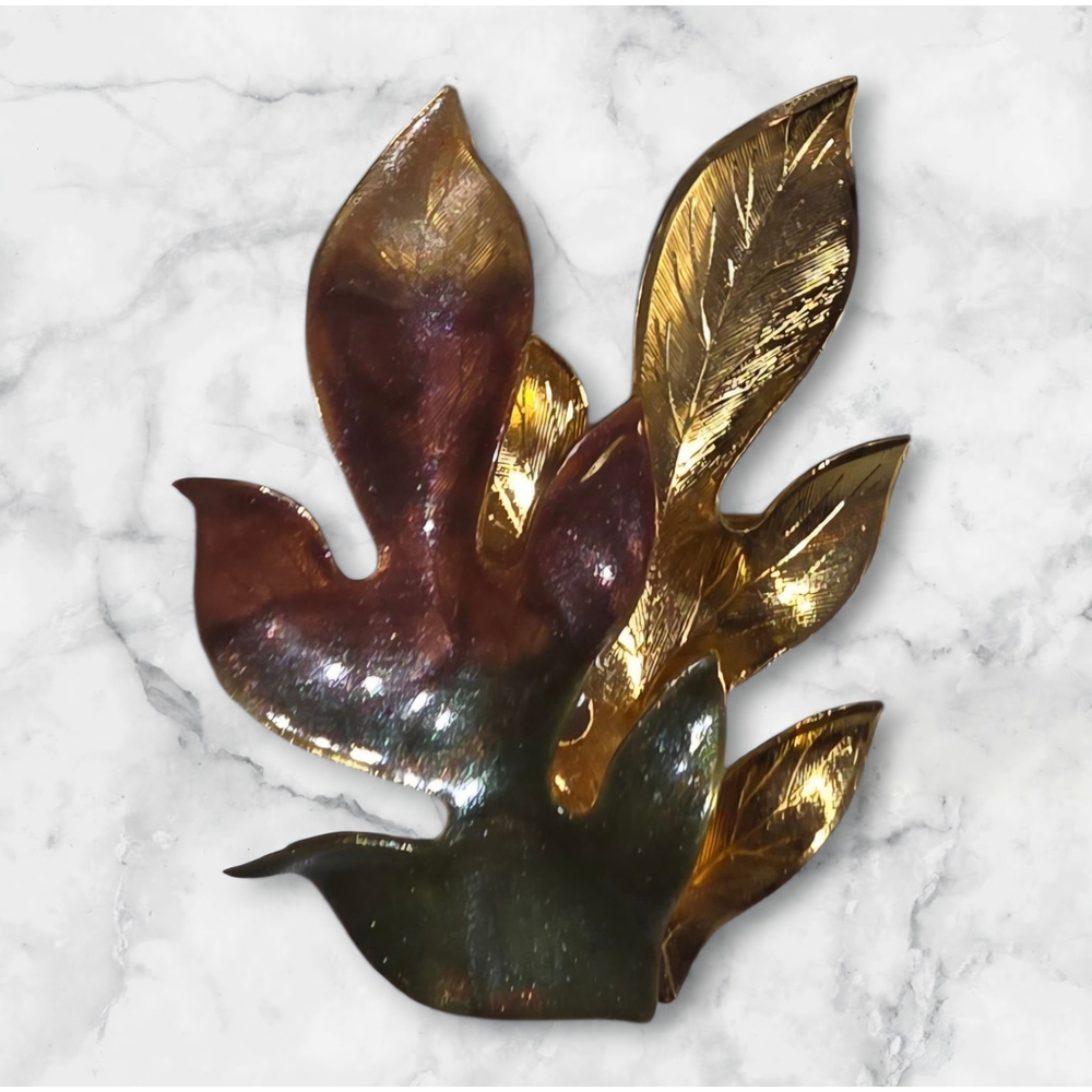 Vintage Oak Leaves 3D Layered Brooch